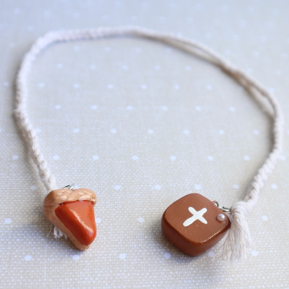 Pumpkin Pie Bookmark Handmade Cross Charm Christian Reader Gift Clay Jesus Fall